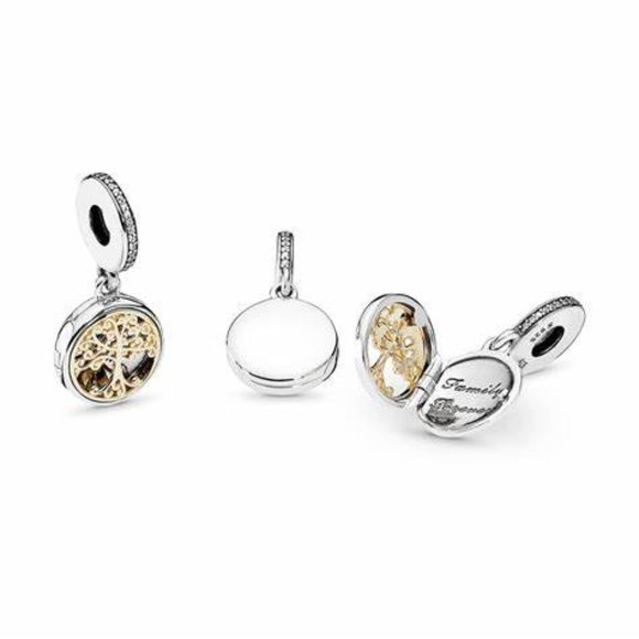EUC Pandora 791988CZ Silver & 14k Gold Family Roots Tree Dangle Charm - Picture 4 of 14